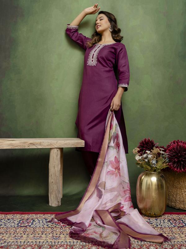 VP 9719 P Women Kurta and Trousers Pant Sets Cotton Blend